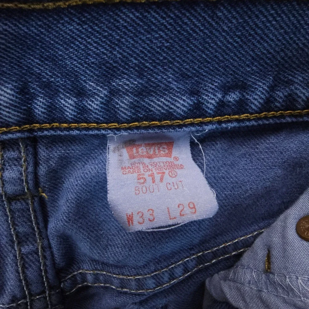 Levi's 517 Mens 33x29 Blue Y2K Bootcut‎ Jeans Faded Distressed Streetwear Denim